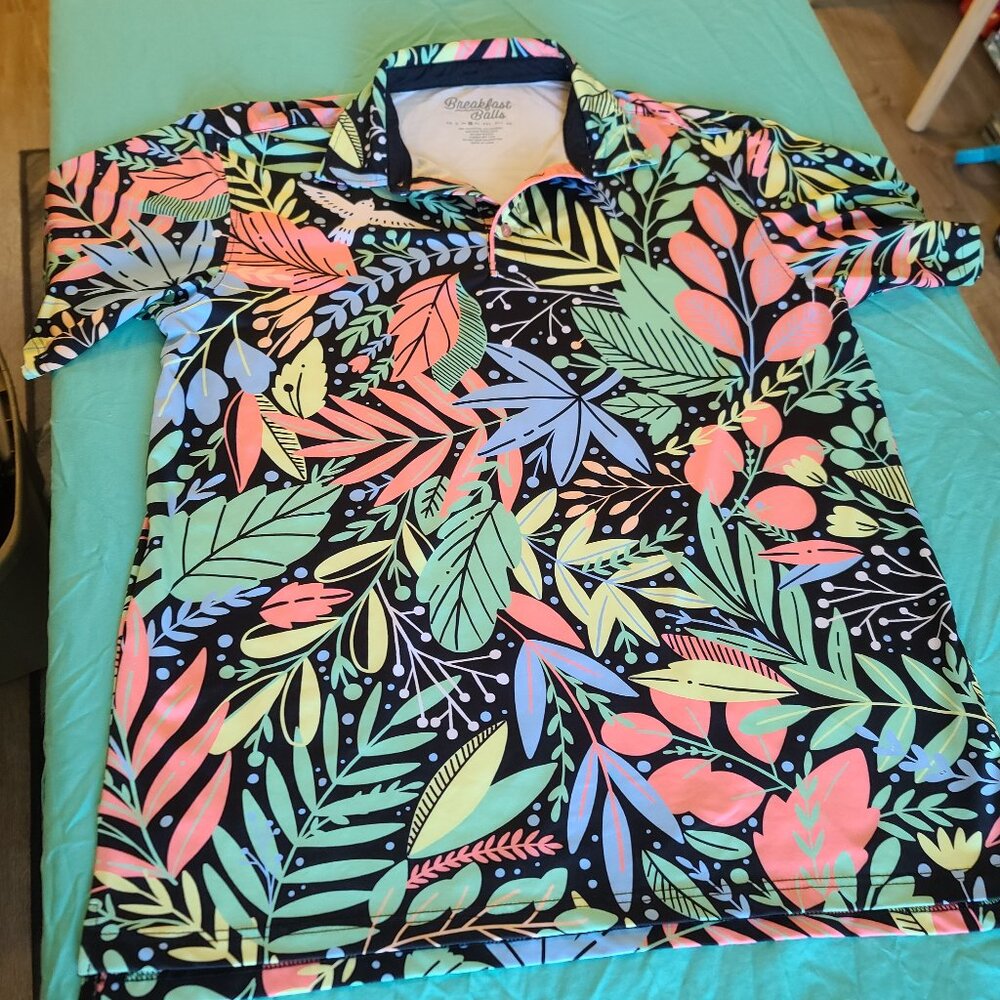 NWOT RSVLTS Tropical Print Large Men's Golf Shirt